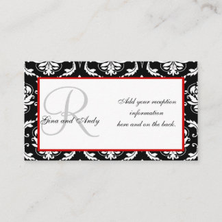Black and Red Damask Wedding Reception Cards