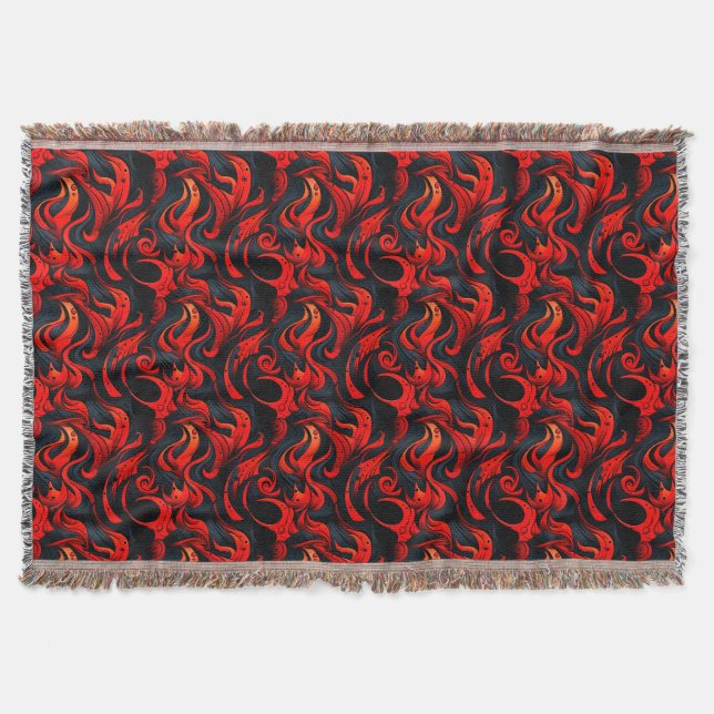 Black and Red Design Throw Blanket (Front)