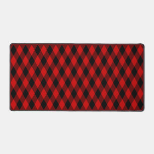 Black and Red Diamond Pattern Desk Mat