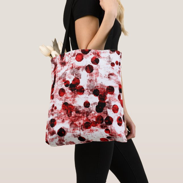Black And Red Dots Tote Bag (Close Up)