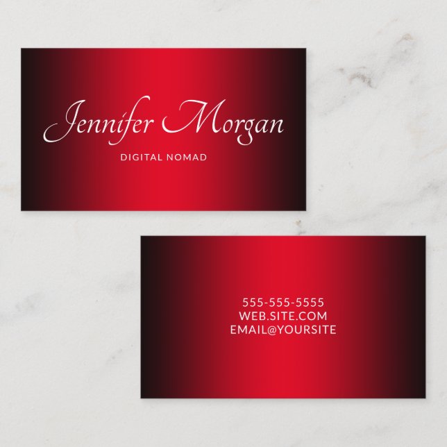 Black and Red Elegant Ombre Business Card (Front/Back)