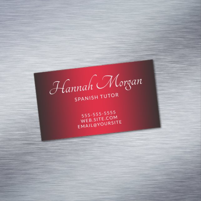 Black and Red Elegant Ombre Magnetic Business Card (In Situ)
