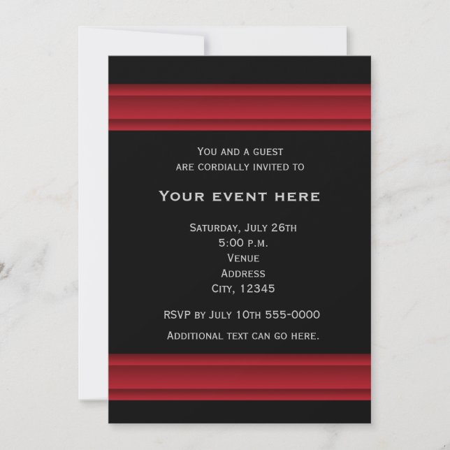 Black and Red Elegant Party Event Invitation (Front)