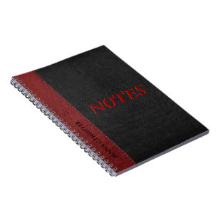 Black And Red Faux Leather Notebook