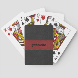 Black and red faux leather playing cards