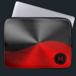 Black and red faux metallic geometric design laptop sleeve<br><div class="desc">Simple black and red shiny faux metallic texture stainless steel look. Optional monogram.</div>