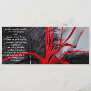 Black and Red Feather Wedding Invitations