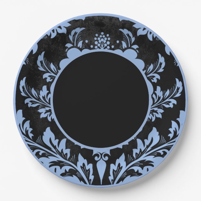 Black and red floral formal wedding paper plate (Front)