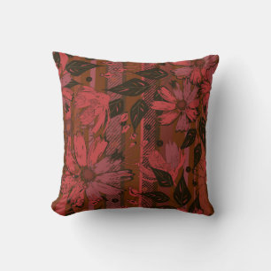 Black and red floral pattern. cushion