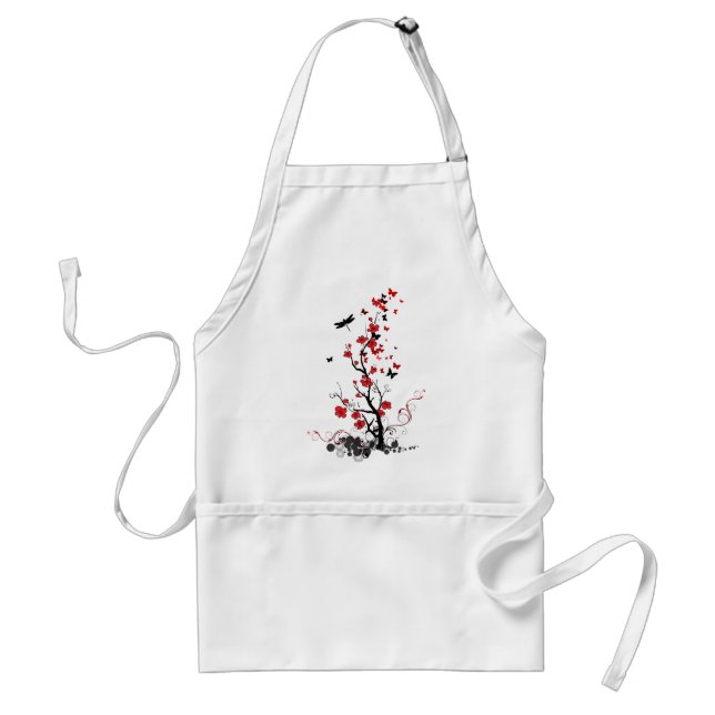 Black and Red Flowers Standard Apron (Front)