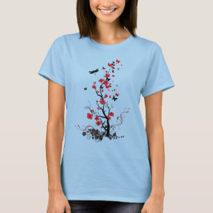 Black and Red Flowers T-Shirt