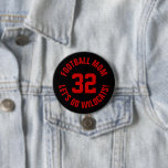 Black and Red Football Mum Jersey Number 7.5 Cm Round Badge<br><div class="desc">Cheer on your favourite sports team, football player or just show off your school pride with a custom personalised spirit button! Add your school name or personalise with a player's name and jersey number. Perfect for football, basketball, baseball and soccer games! Create custom pins for the whole team, cheerleaders, parents...</div>