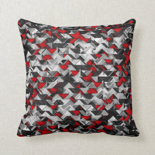 Black and Red Geometric Explosion Cushion
