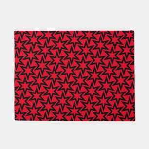 Black And Red Geometric Star Pattern Doormat