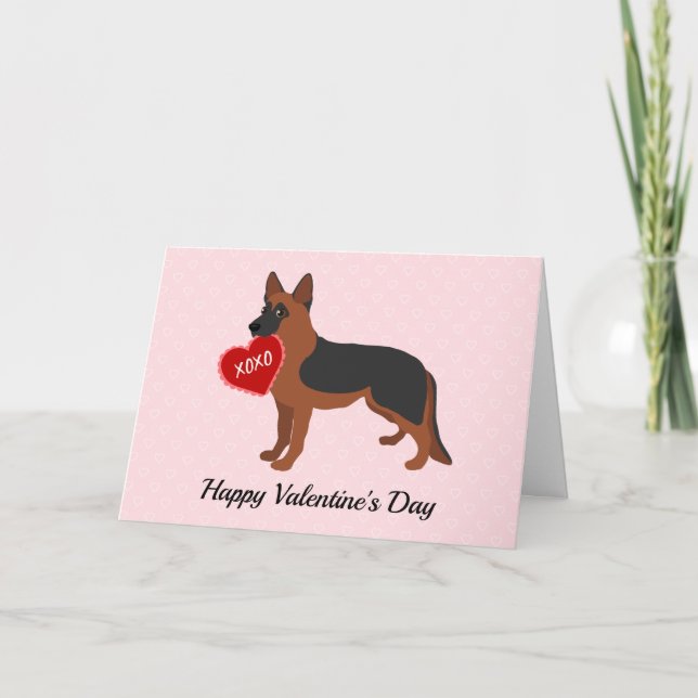 Black and Red German Shepherd Valentine's Day Holiday Card (Front)
