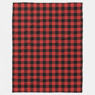 Black and Red Gingham Pattern Chequered Fleece Blanket
