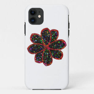 Black and Red Glitter Flower iPhone Case