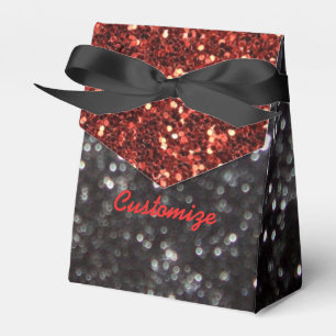 Black and Red Glitter Pattern Favour Box