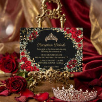 Black and Red Golden Butterfly Quinceañera