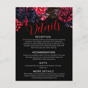 Black and Red Gothic Floral Dark Enclosure Card