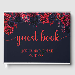 Black and Red Gothic Floral Dark Wedding Guest Book