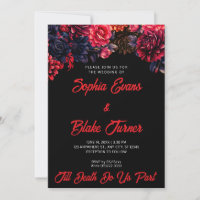 Black and Red Gothic Floral Dark Wedding