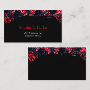 Black and Red Gothic Floral Dark Wedding Registry Enclosure Card