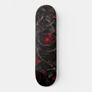 Black and Red Gothic Rose Smoke Thorns Skateboard