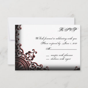 Black and Red Gothic Scroll Response Card