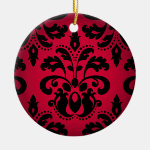 Black and red gothic victorian vintage damask ceramic tree decoration