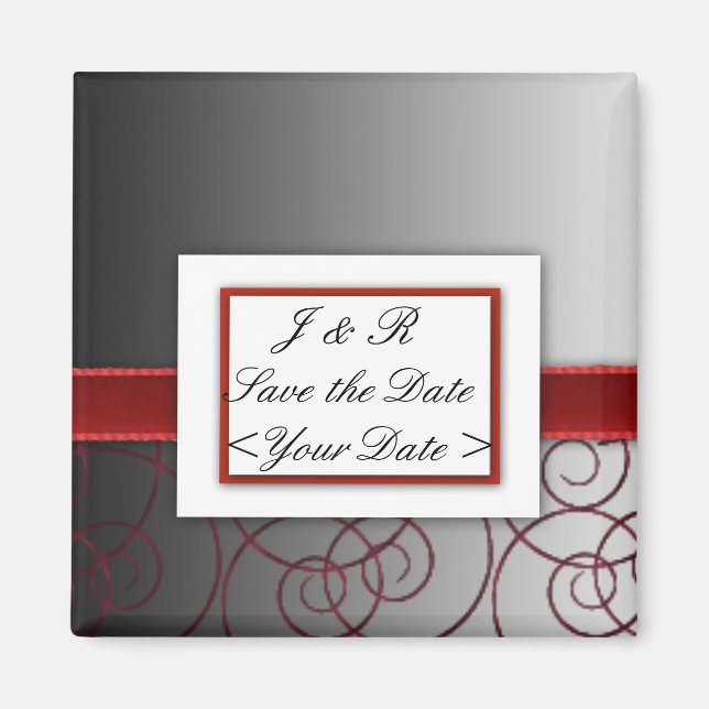 Black  and red graduated wedding set magnet (Front)