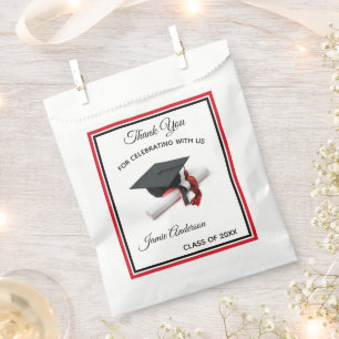 Black and Red Graduation Cap & Tassel   Party Favour Bags