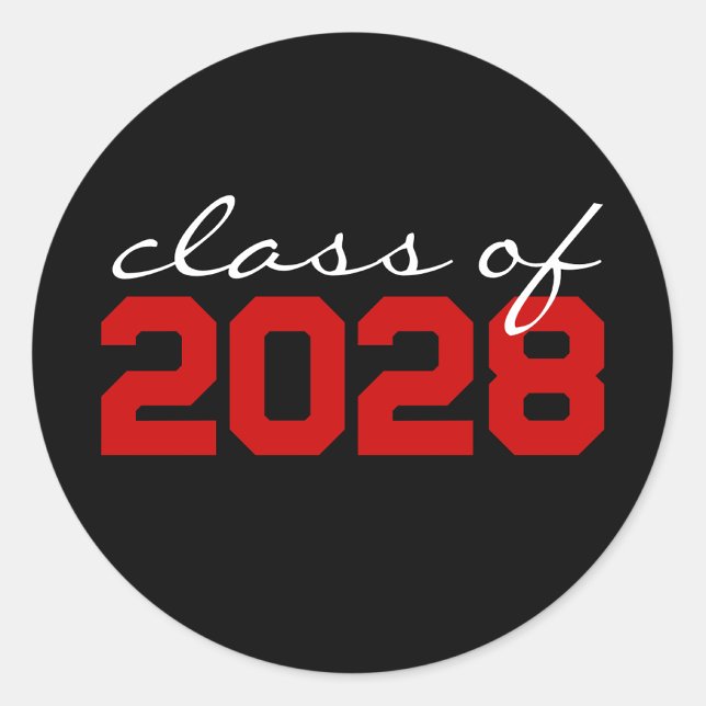 Black and Red Graduation Classic Round Stickers (Matching Envelopes, Return Address Labels & Envelope Seals)