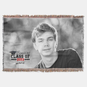 Black and Red Graduation Gear Throw Blanket