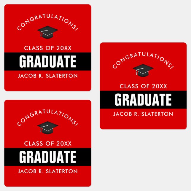Black and Red Graduation Personalised (Group)