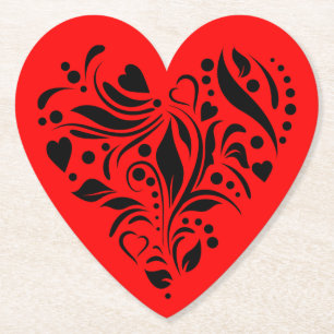 Black And Red Heart Decor Coaster