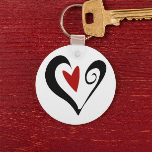 Black And Red Heart Key Ring