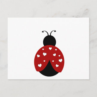 Black and Red Heart Ladybug Postcard