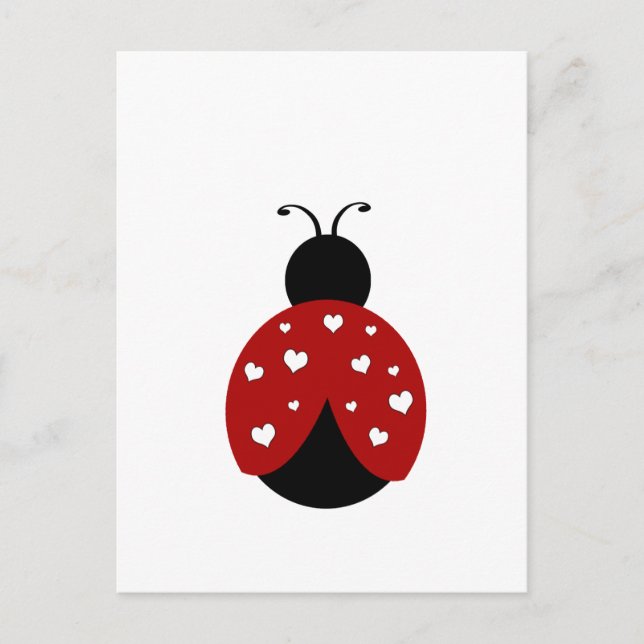 Black and Red Heart Ladybug Postcard (Front)