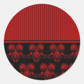 Black and Red Heart Pattern (2) Classic Round Sticker