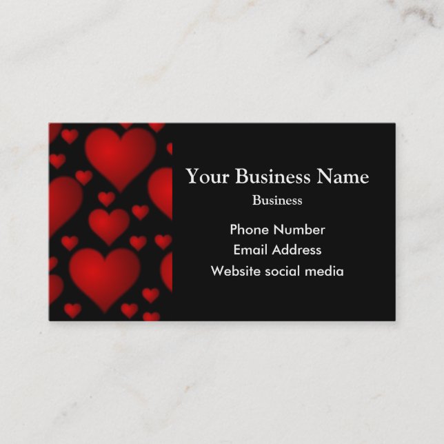 Black and red heart pattern business card (Front)