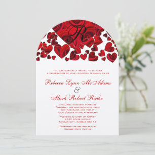 Black and Red Heart Roses Wedding Invitation