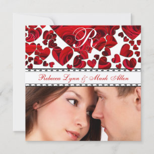 Black and Red Heart Roses Wedding Save the Date