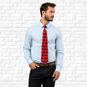 Black and Red Hearts Pattern Tie