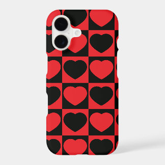 black and red hearts phone case