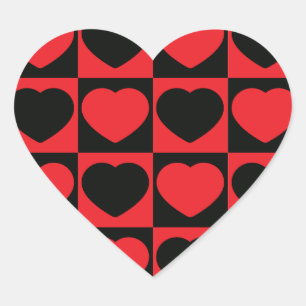 black and red hearts stickers