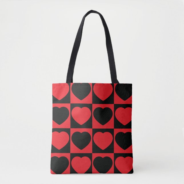 black and red hearts tote bag (Front)