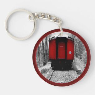 Black and Red Heritage Railroad Train Key Ring