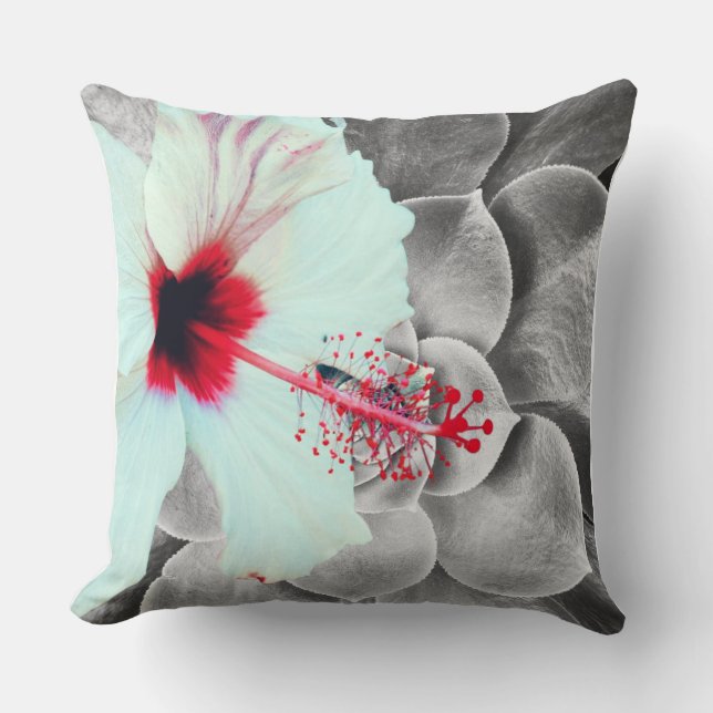 Black and Red Hibiscus Wall Art Print  Cushion (Front)