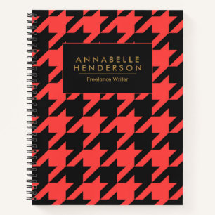 Black and Red Houndstooth Notebook
